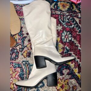 Worn once Journee Collection wide calf white cowgirl boots. Size 9.5